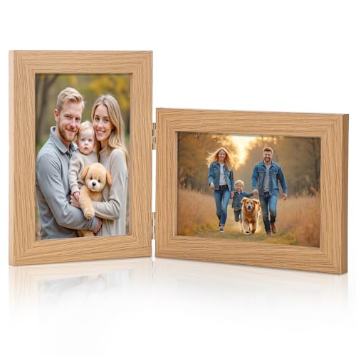 4x6 Double Hinged Picture Frame with Real Glass - Adjustable Display
