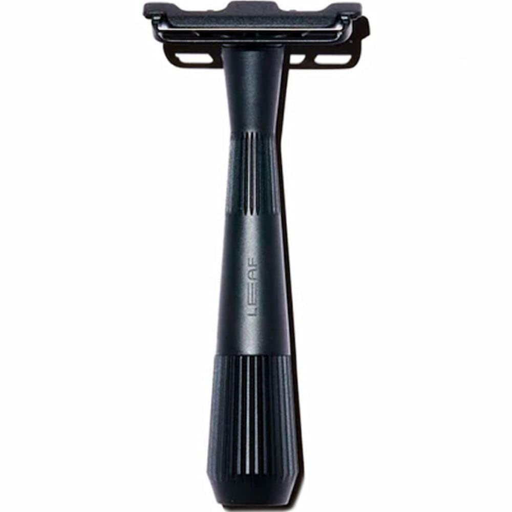 Leaf Twig Razor by Leaf Shave, All-Metal Single Blade Razor for Men & Women, Fixed Head w/Magnetic Load Assist, Includes 5 Stainless Steel Blades - Face Shaving, Lighter Hair, Sensitive Skin - Black
