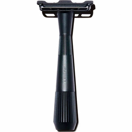 Leaf Twig Razor by Leaf Shave, All-Metal Single Blade Razor for Men & Women, Fixed Head w/Magnetic Load Assist, Includes 5 Stainless Steel Blades - Face Shaving, Lighter Hair, Sensitive Skin - Black