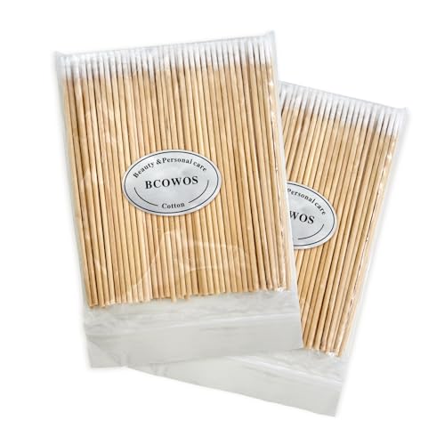 Bcowos 4" Pointed Cotton Swabs - Precision Tips for Makeup & Cleaning, 200 Count