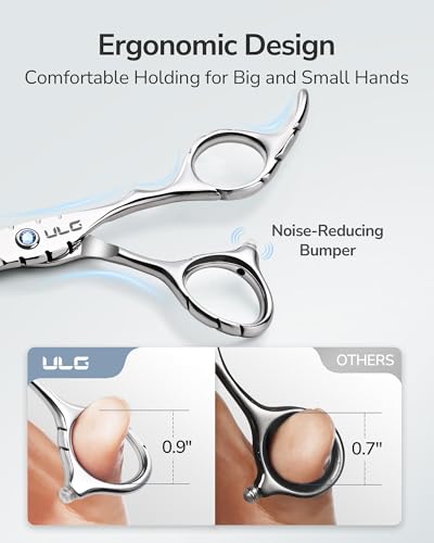 ULG Shark Series Thinning Scissors 6.7” Japanese Stainless Steel Offset Handle Silver-Seamless