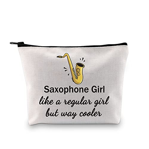 Saxophone Girl Makeup Bag - Saxophonist Gift Travel Cosmetic Organizer