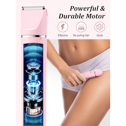 Cayzor Bikini Trimmer and Shaver Kit for Women - 2-in-1 Wet/Dry Electric Body Hair Trimmer Facial Hair Removal Cordless Waterproof Bikini Shaver Razor for Face Lip Chin Pubic Underarm Legs