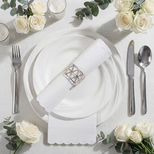 NatNarr 60 Pcs White Scalloped Disposable Napkins for Parties