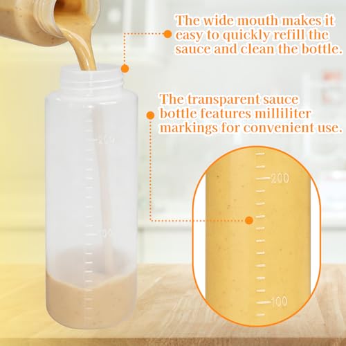 Uyuxxu 12 Pack 8 oz Clear Plastic Squeeze Bottles for Sauces