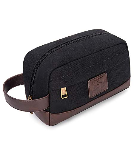 Travel Toiletry Bag for Men & Women - Medium Black Canvas Dopp Kit