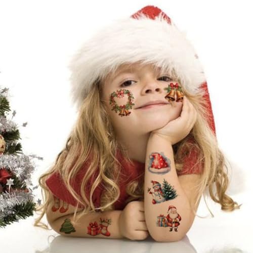 Glitter Christmas Temporary Tattoos for Kids - 74 Fun Designs