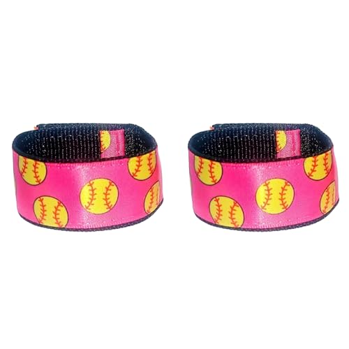 Softball Sleeve Scrunchies - Adjustable Pink & Yellow Holders