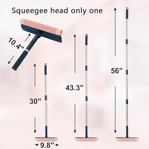 2-in-1 Window Squeegee with 56" Stainless Steel Handle