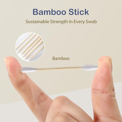 Organic Cotton Swabs - Double-Tipped Bamboo Buds, 500 Count