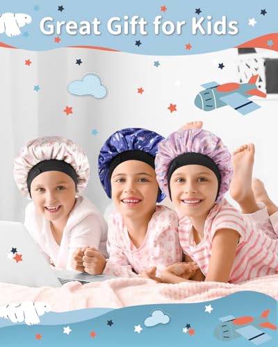 Kids Satin Bonnet with Adjustable Elastic Band for Natural Hair