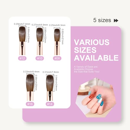 Acrylic Nail Brush Size 08 – 100% Pure Kolinsky Sable Hair, Gradient/#8, Professional Nail Extension Tool