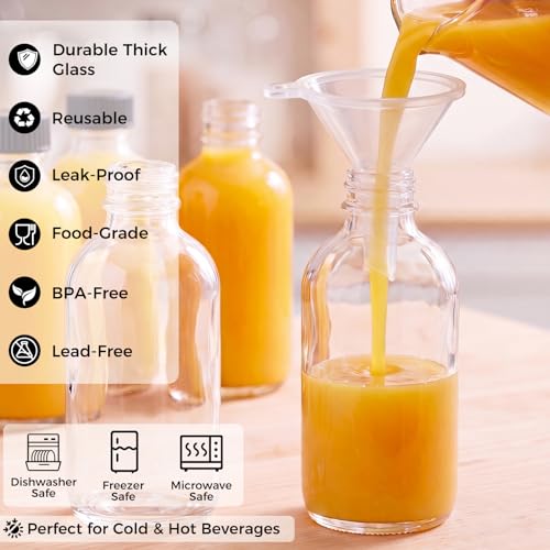 16 Pack 2 oz Clear Glass Bottles with Funnel & Labels