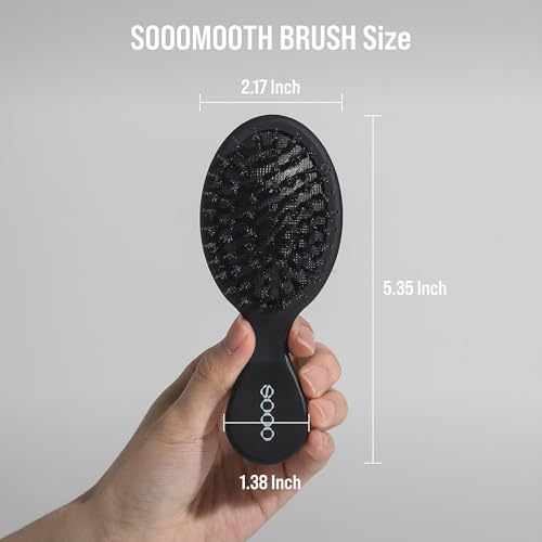 SOOO Mini Boar Bristle Detangler Brush - Compact Travel Hair Brush