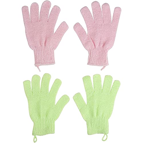 Glamlily Exfoliating Shower Gloves - Pack of 6 Body Scrub Mitts for Women