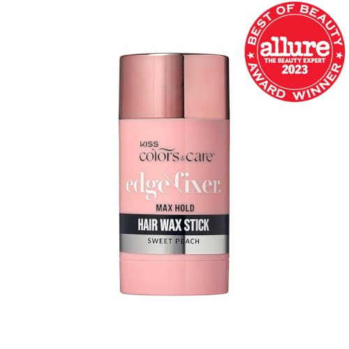 KISS Colors & Care Sweet Peach Hair Wax Stick 90oz - 24H Hold, Biotin & Shea Butter