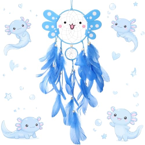 Cute Blue Axolotl Dreamcatcher Wall Decor for Kids' Rooms