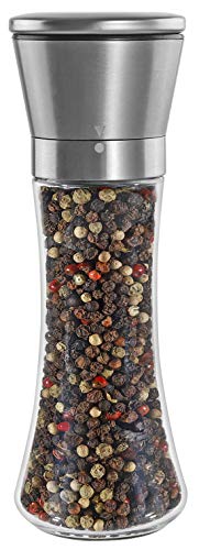 Kitchen-GO 7.5-Inch Stainless Steel Pepper Grinder - Adjustable Coarseness for Fresh Spices