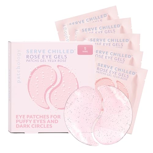 Patchology Serve Chilled Ros? Hydrating Under Eye Patches ? Hyaluronic Acid & Antioxidant-Infused Eye Masks to Reduce Dark Circles, Puffiness & Fine Lines - Ideal Skincare Essentials (5 Pairs)
