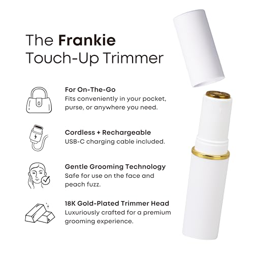 Bushbalm Touch-Up Trimmer for Face - Painless Facial Hair Remover for Peach Fuzz & Fine Hairs - Waterproof Cordless Rechargeable Grooming Tool with LED Light - Frankie