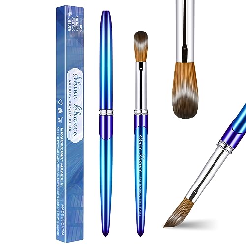 Shine Chance Size 14 100% Kolinsky Acrylic Nail Brush with Gradient Blue Handle