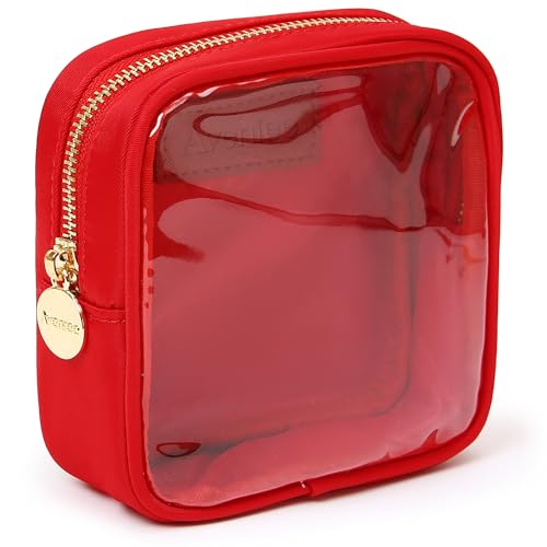 Aveniee Mini Red Clear Makeup Bag - Travel Cosmetic Organizer
