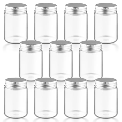 80ml Clear Mason Jars with Aluminum Lids - 10 Pack, Reusable Glass Containers for Cosmetics & Food Storage