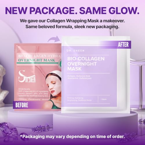 Dr. Sheen Bio-Collagen Overnight Face Mask, 6-Pack Hydrogel Hydrating Anti-Aging