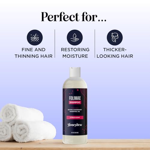 HONEYDEW Folimax Biotin Shampoo for Thinning Hair - Citrus 8 Fl Oz - Vegan, Sulfate & Paraben Free