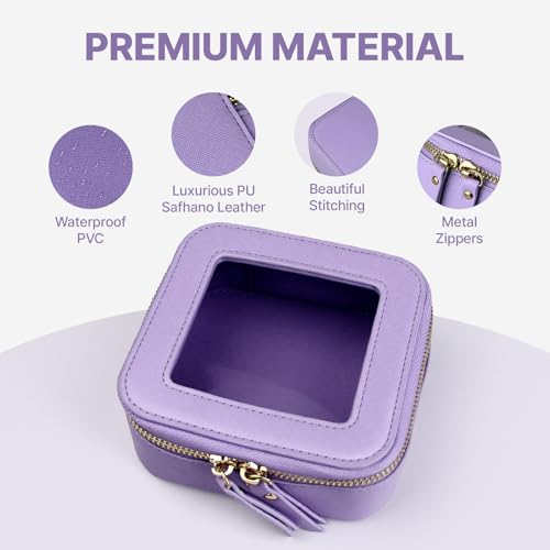 Purple Small Clear Makeup Bag Travel Organizer Compact Cosmetic Case