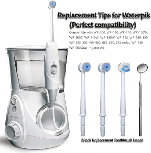 4-Pack Replacement Toothbrush Heads for Waterpik Flossers - Dental Cleaning Kit