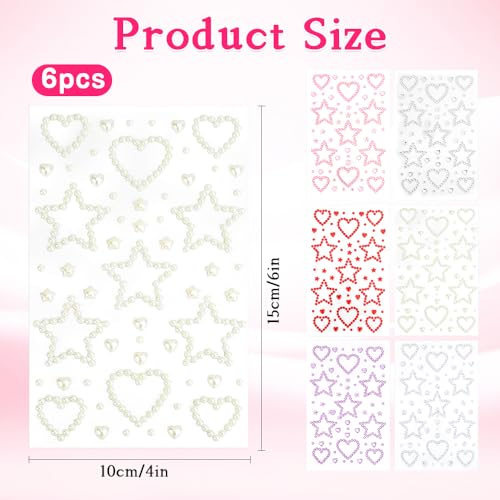 Self-Adhesive Face Gems Stickers - 6 PCS Sparkly Rhinestones for Makeup