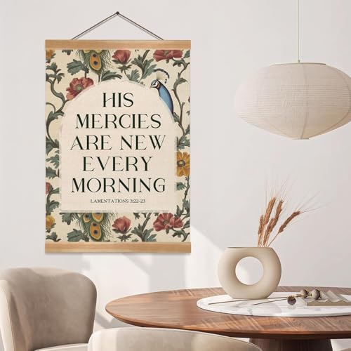 Christian Wall Art Poster - Bible Verse 'His Mercies Are New' 12x16