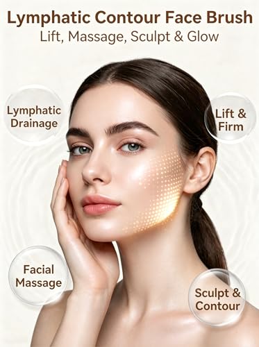 Light Brown Lymphatic Contour Face Brush - Soft Bristle Massager for Sculpting & Reducing Puffiness