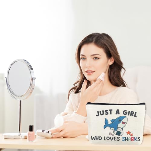 Shark Lover Makeup Bag - Cute Shark Themed Gifts for Women & Kids - Suemetic
