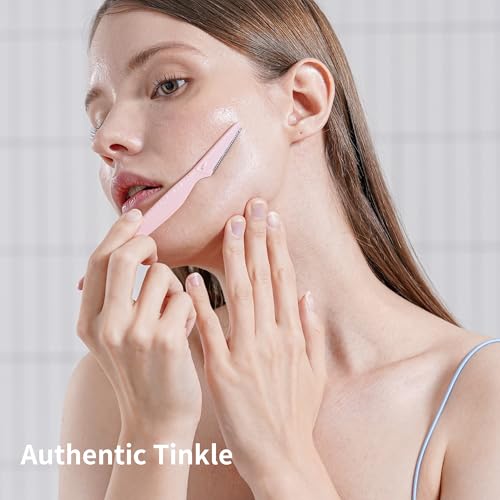 Tinkle Everglow Dermaplane Razor 3 Pack for Face & Eyebrows, Stainless Steel Safety Razors for Women, Peach Fuzz Removal & Exfoliation