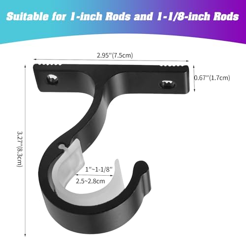 Anndason Heavy Duty Curtain Rod Brackets - Wall & Ceiling Mount, Black (Set of 4)