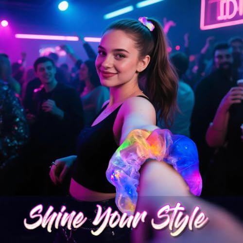 MiraWish LED Mermaid Pearl Light Up Scrunchies - 20 Pack Glow Accessories