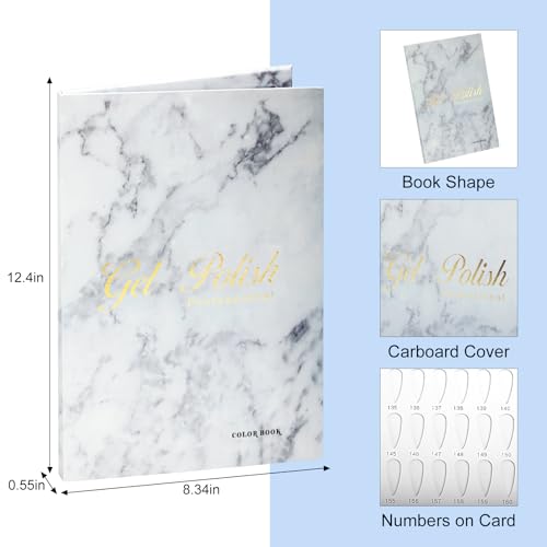 White Nail Color Book with 240 False Tips & Number Stickers - Professional Nail Swatch Organizer