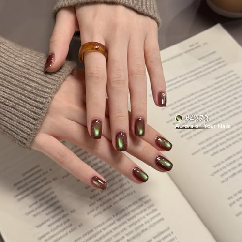 GAOY Brown Cat Eye Gel Nail Polish Set - 16ml with Magnet