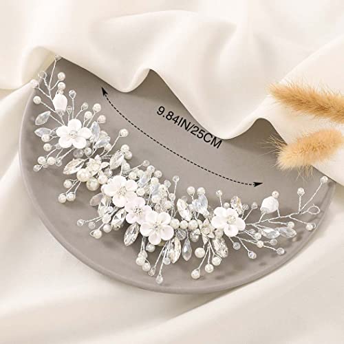 Bridal Wedding Hair Vine with Pearls and Rhinestones - Silver Headpiece for Brides