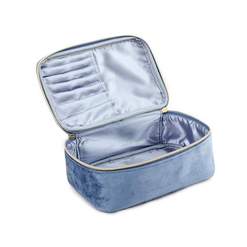 KOPY Sky Blue Velvet Makeup Bag - Large Travel Organizer