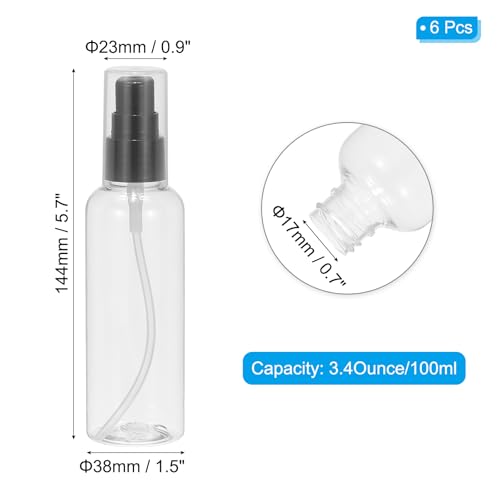 PATIKIL Clear Travel Pump Bottles - 6 Pcs 3.4 Oz Leak Proof Dispensers