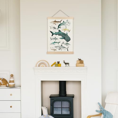 Supwhd Shark Wall Art with Wooden Frame - 12x16 Ocean Decor