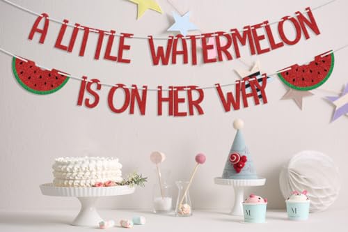A Little Watermelon Is on Her Way Banner - Baby Shower & Birthday Party Decoration
