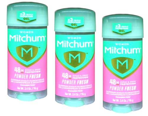 Mitchum Women's Anti-Perspirant Deodorant Gel, Powder Fresh, 3-Pack