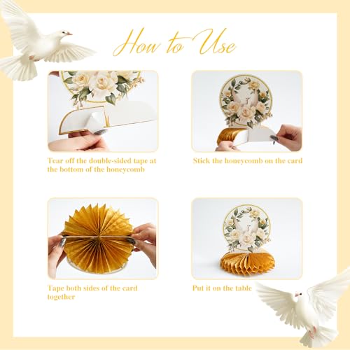 First Holy Communion Honeycomb Centerpieces - 9PCS Baptism Table Decor