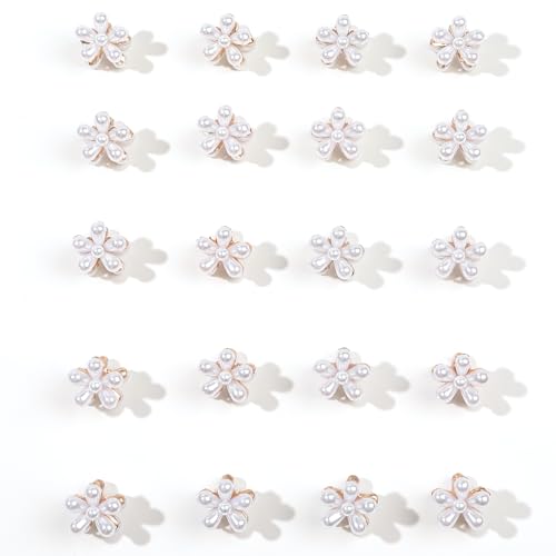 Ivyu Pearl Floral Mini Claw Hair Clips - Gold Hair Accessories for Weddings & Daily Wear