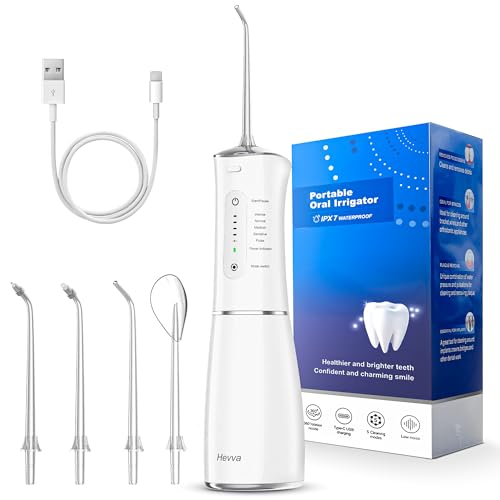 Hevva Cordless Water Flosser, 300ML Portable Dental Irrigator with 5 Modes