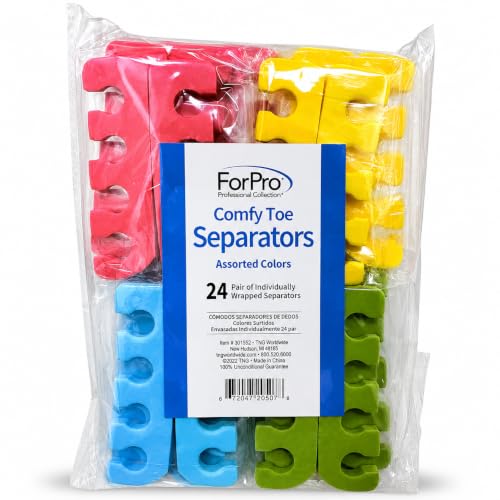 ForPro Comfy Foam Toe Separators - 24 Pairs, Individually Wrapped